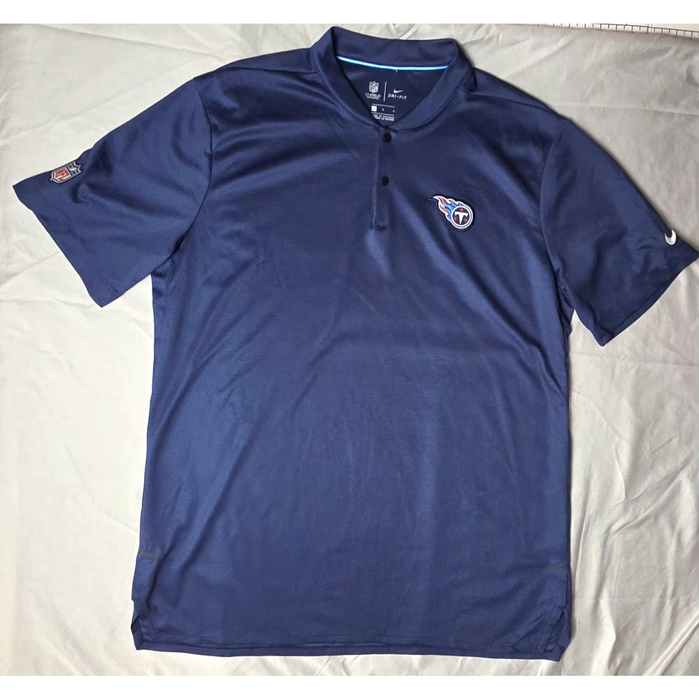 Nike Tennessee Titans NFL Polo Shirt Mens Large Blue Dri-FIT On-Field Coaches